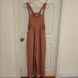 Halara Rose Tan (Pink) Waffle Textured Overalls